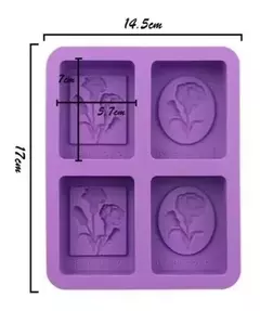 Molde De Silicona Cuadrados Flores Especial Jabones - Lua Distribuidora