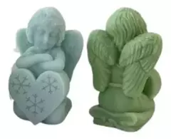 Molde Silicona Angel Arrodillado Con Corazon Resina Vela - comprar online