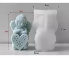 Molde Silicona Angel Arrodillado Con Corazon Resina Vela - Lua Distribuidora