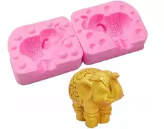 Molde Silicona Doble Elefante Hindú Ideal Velas Yeso Resina - Lua Distribuidora
