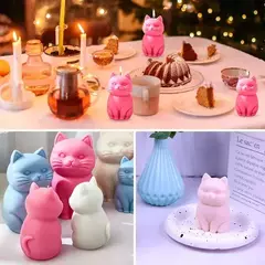 Molde Silicona Gato Sentado Velas, Jabón, Resina, Yeso - tienda online