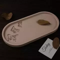 Molde Silicona Bandeja Ovalada Con Mariposas Resina, Yeso en internet