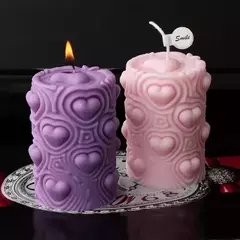 Molde Silicona Velón Cilindro Con Corazones Velas, Yeso, Etc - tienda online