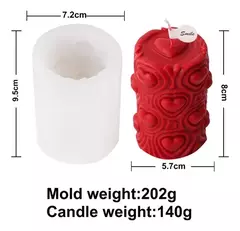 Molde Silicona Velón Cilindro Con Corazones Velas, Yeso, Etc en internet
