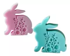 Molde De Silicona Conejo Con Flores Velas, Resina, Yeso - Lua Distribuidora