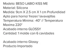 Molde Silicona Bombones X6 Beso Boca Labio Kiss Me Besame en internet
