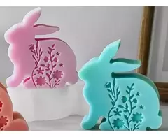 Molde De Silicona Conejo Con Flores Velas, Resina, Yeso en internet