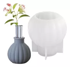 Molde Silicona Florero Redondo Rayado Resina Yeso Cemento