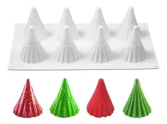Molde De Silicona Pinos X8 Ideal Velas, Resina, Etc.