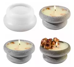 Molde Silicona Porta Vela Redondo Resina Cemento