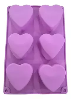 Molde Muffins Silicona Corazones X 6