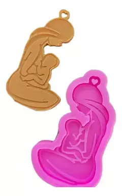 Molde Silicona Madre Con Su Bebe Llavero, Resina, Yeso