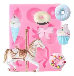 Molde De Silicona Caballo Carrusel Donut Fondant Porcelana