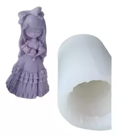 Molde De Silicona Nena Antigua Con Gatito Vestido 3d Vela Resina - comprar online