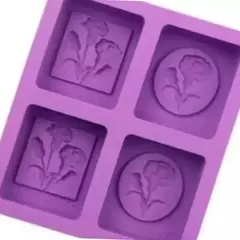 Molde De Silicona Cuadrados Flores Especial Jabones en internet