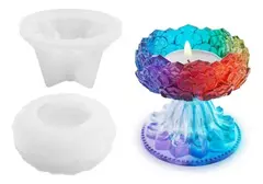 Molde De Silicona Porta Vela Candelabro Con Pie Resina. Yeso - Lua Distribuidora