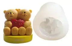 Molde De Silicona Pareja De Osos Ideal Resina, Vela