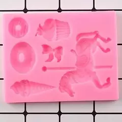 Molde De Silicona Caballo Carrusel Donut Fondant Porcelana