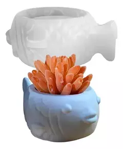 Molde Silicona Maceta Pez Porta Vela, Resina, Yeso