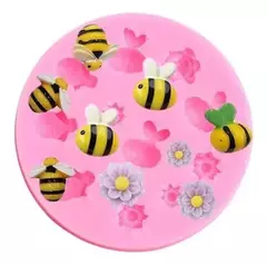 Molde Silicona Flores Y Abejas Para Resina Y Porcelana