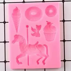 Imagen de Molde De Silicona Caballo Carrusel Donut Fondant Porcelana