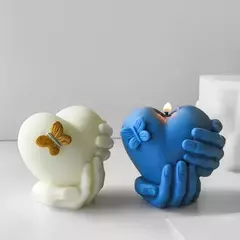 Molde Silicona Ideal Velas De Corazón Con Manos Yeso Velas