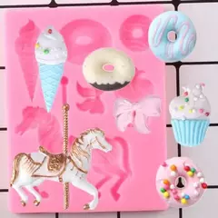Molde De Silicona Caballo Carrusel Donut Fondant Porcelana en internet