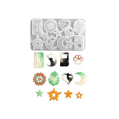 Set Molde Silicona Dijes Artesanías Para Resina Joyería