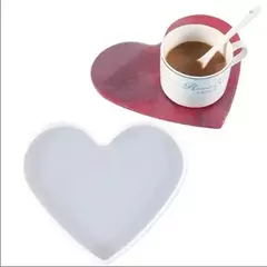 Molde De Silicona Bandeja, Posa Vaso Corazón Para Resina