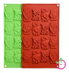 Molde De Silicona X16 Chocolatin Love Corazon Amor Chocolate