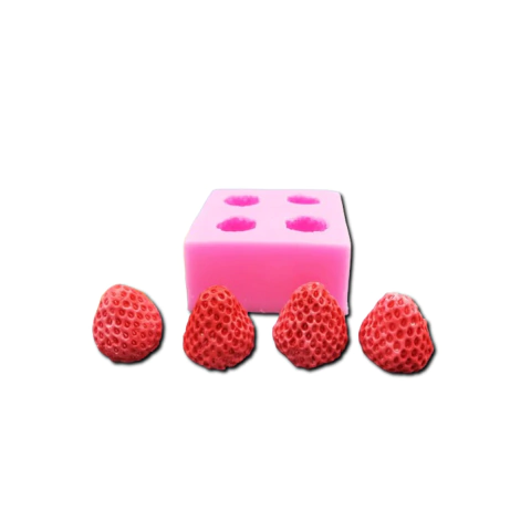 Molde de Silicona para Repostería y Manualidades – 4 Frutillas