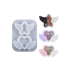 Molde De Silicona Corazon, Estrella Alas Ideal Resina