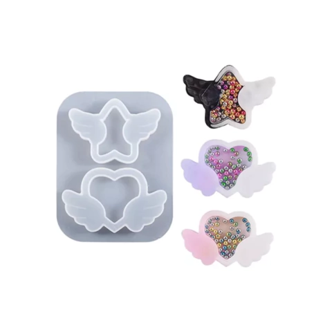 Molde De Silicona Corazon, Estrella Alas Ideal Resina