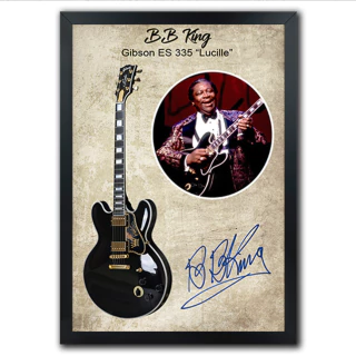 Poster Quadro Instrumentos Musicais Guitarra BB King Gibson ES 335 Lucille Musica Guitar Art - comprar online