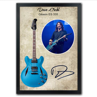 Poster Quadro Instrumentos Musicais Guitarra Dave Grohl - Gibson ES 335 Musica Guitar Art - comprar online