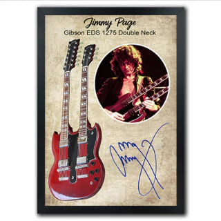 Poster Quadro Instrumentos Musicais Guitarra Jimmy Page Gibson Double Neck Drums - comprar online