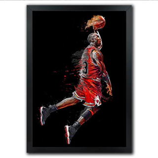 Poster Quadro Basquete NBA Michael Jordan Quadra Time Jogador Cesta Drible - comprar online