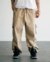 Beige Basic Parachute Gabardina Elastizada