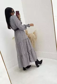 Vestido Antonia Manga Longa - Xadrez P/B - loja online