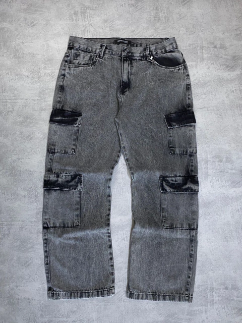 CALÇA JEANS CARGO CORTE RETO REF 2762 - CINZA ESCURO