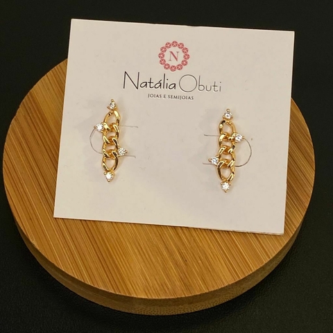 Brinco Pedra Branca Elo Grumet 19cm