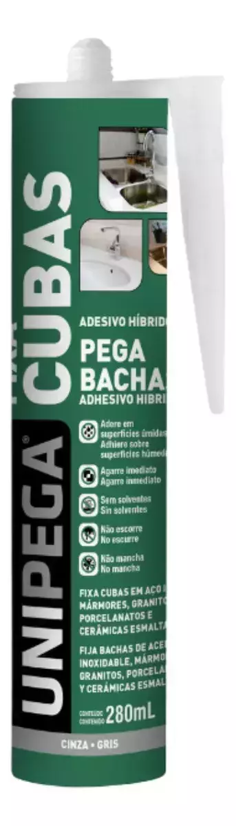 Silicona Sellador Pega Bacha Piletas Hibrido gris