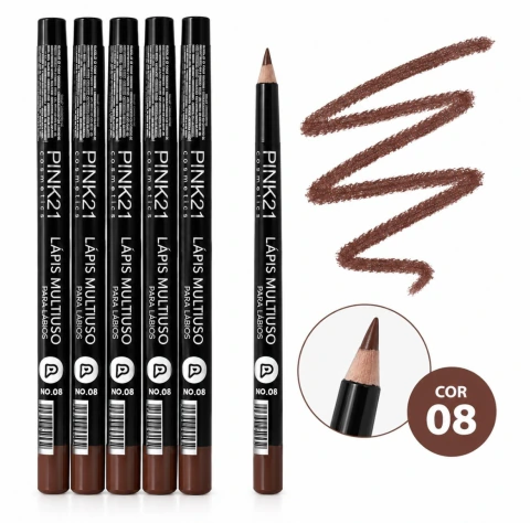 LÁPIS LABIAL COR 08 - MARROM ESCURO PINK 21