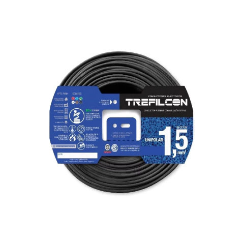 Cable Unipolar Negro Normalizado Trefilcon - 1.5 mm2 - por 100 Metros