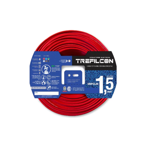 Cable Unipolar Rojo Normalizado Trefilcon - 1.5 mm2 - por Metro