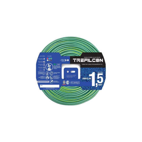 Cable Unipolar Verde/Amarillo Normalizado Trefilcon - 1.5 mm2 - por Metro