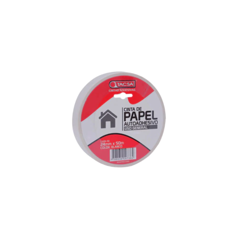 Cinta Papel Autoadhesiva Tacsa - 24 mm X 50 Mtrs - Blanco