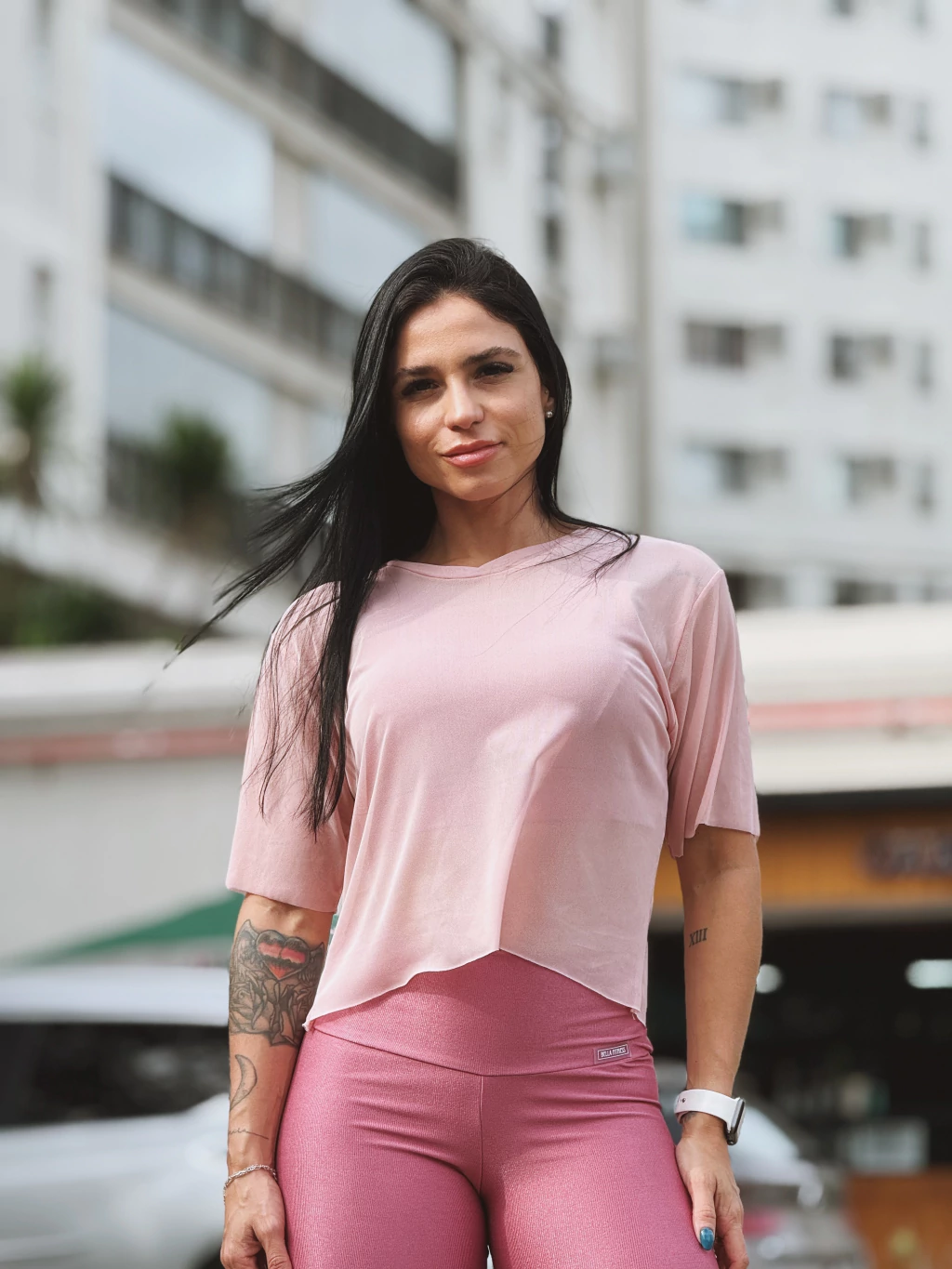 Cropped Bela em tule Rose