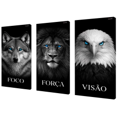 CONJUNTO: 3 QUADROS ACÚSTICOS - FOCO FORÇA VISÃO (REDUZ ECO, REVERBERAÇÃO E DECORA O AMBIENTE) - comprar online