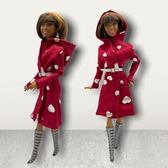 Fuchsia wool coat with belt